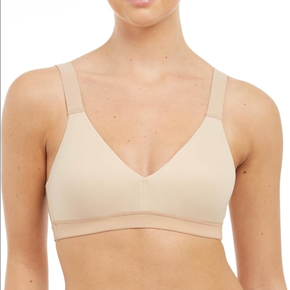 Spanx Bra-Llelujah Lightly Lined Bralette Wire-Free Bra tan beige nude Medium